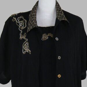 Koret Women's Two-Piece Embellished Tank & Short Sleeve Top Size XL 18W (C2001)